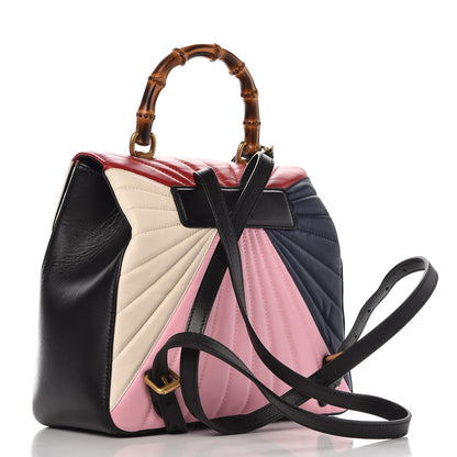 Gucci Calfskin Bamboo Trapuntata Queen Margaret Backpack Blue Agata Hibiscus Red Mystic White Sugar Pink 4 of 11