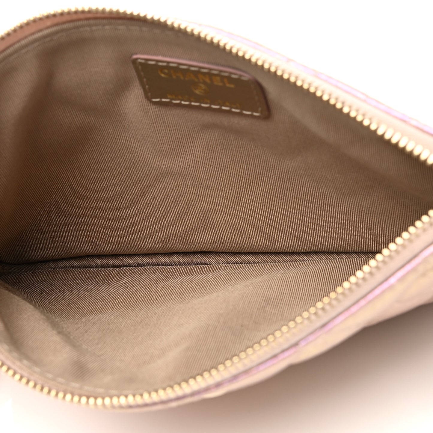 Iridescent Crumpled Calfskin Trio Cosmetic Case Blue Pink Ivory