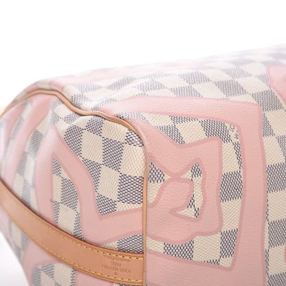 Louis Vuitton Damier Azur Tahitienne Speedy Bandouliere 30 Rose Ballerine 16 of 26