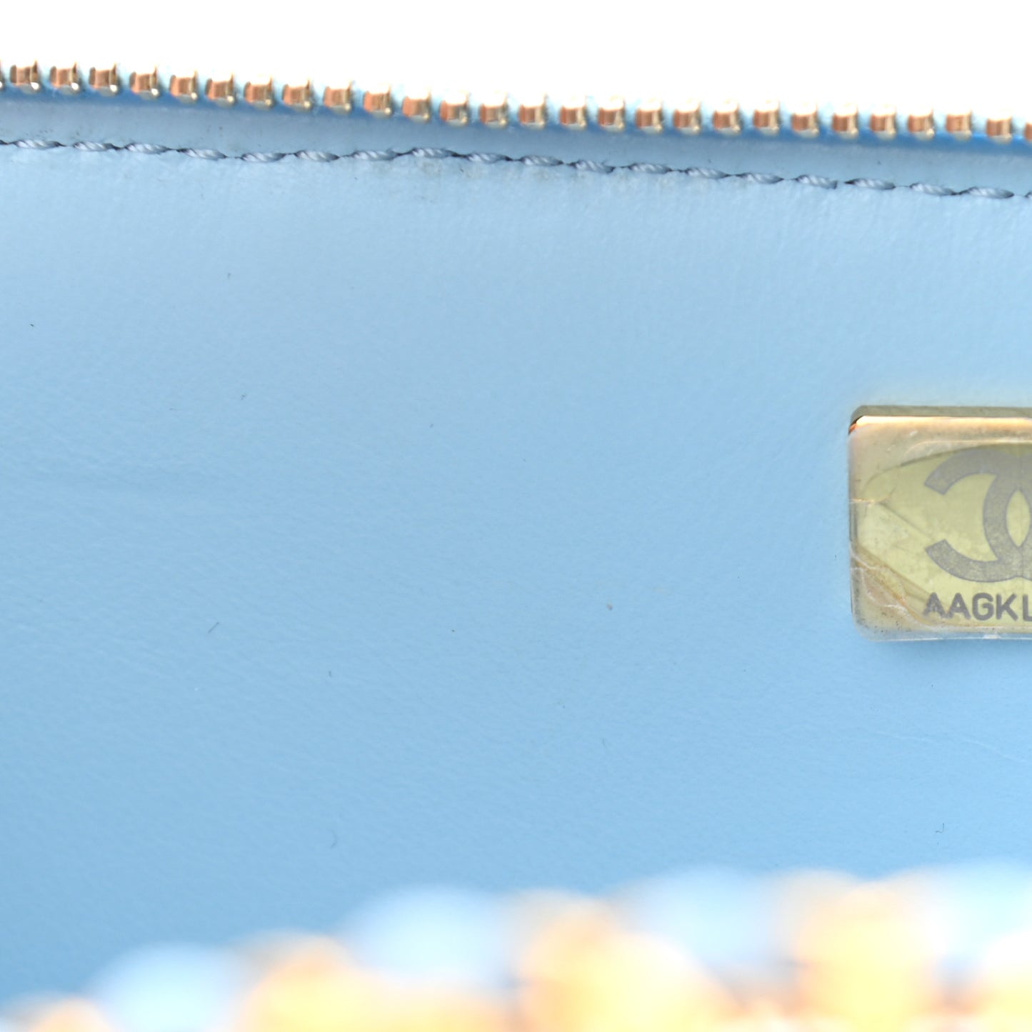 Caviar Quilted Small Pick Me Up Vanity Case Light Blue