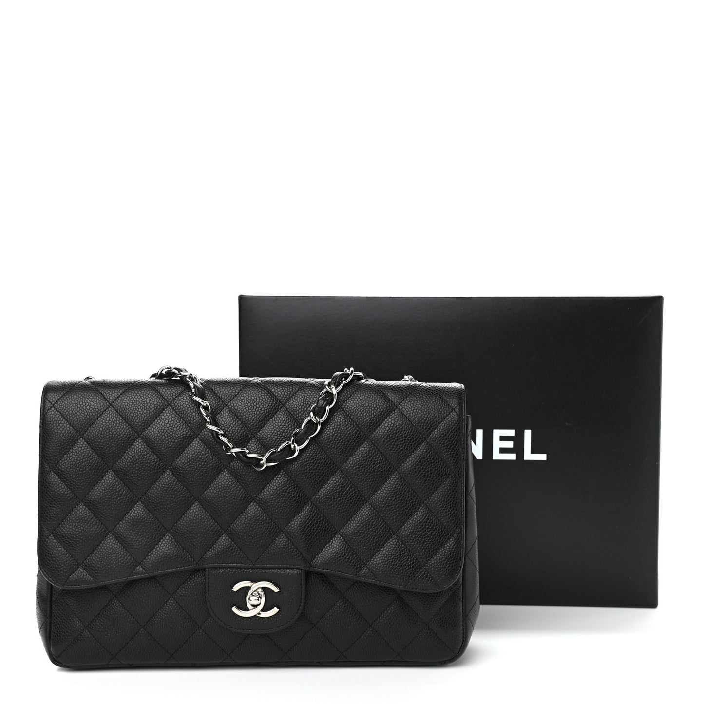 Caviar Quilted Jumbo Single Flap Black