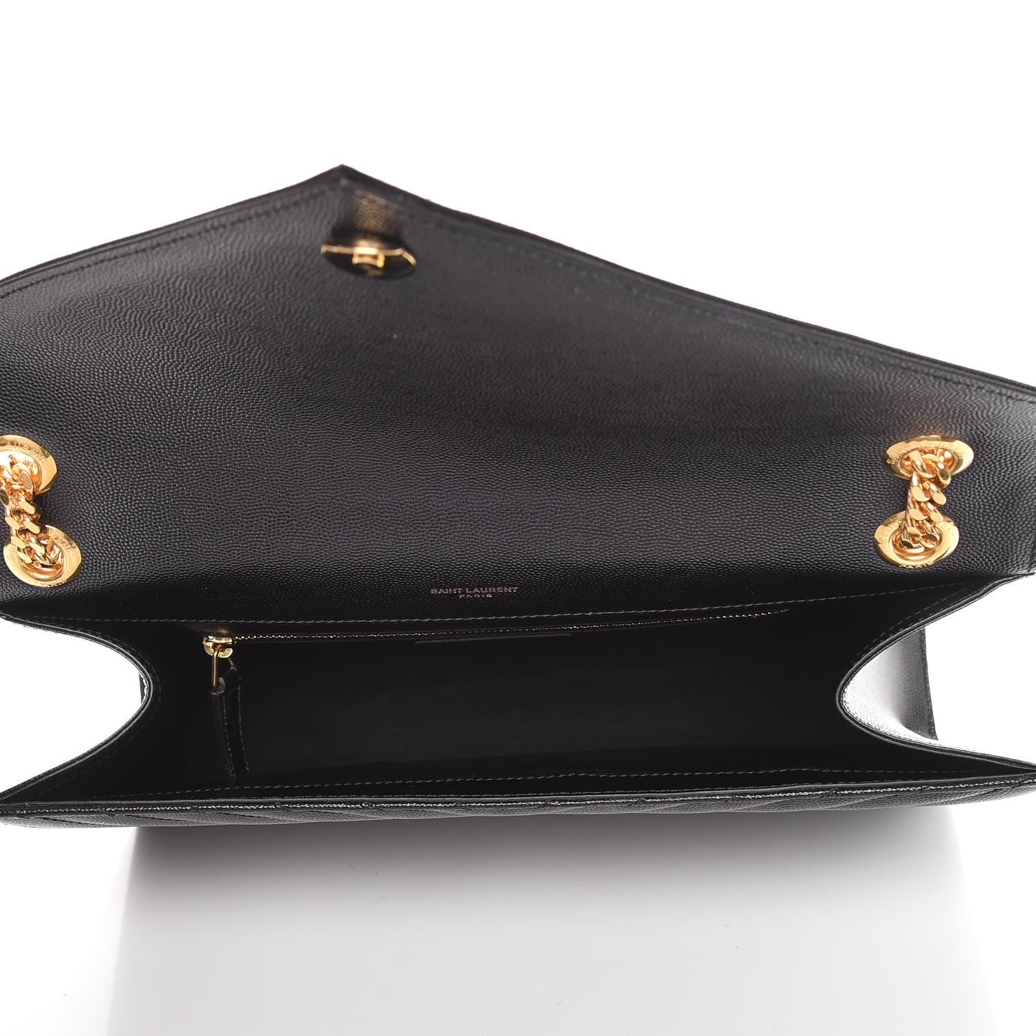 Saint Laurent Grain De Poudre Matelasse Chevron Large Monogram Satchel Black 5 of 9