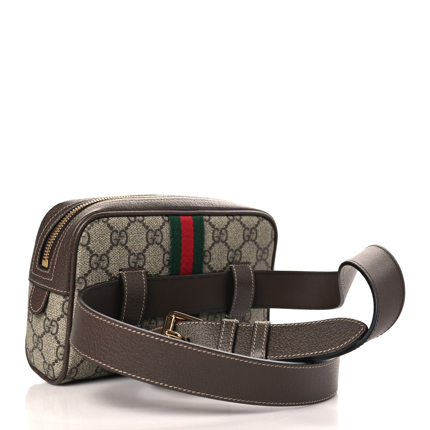 GG Supreme Monogram Web Small Ophidia Belt Bag 95 38 Dark Brown