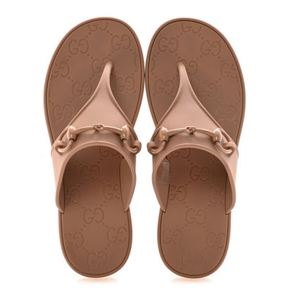 Gucci Rubber Womens Horsebit Thong Sandals 36 Vintage Camel 2 of 8