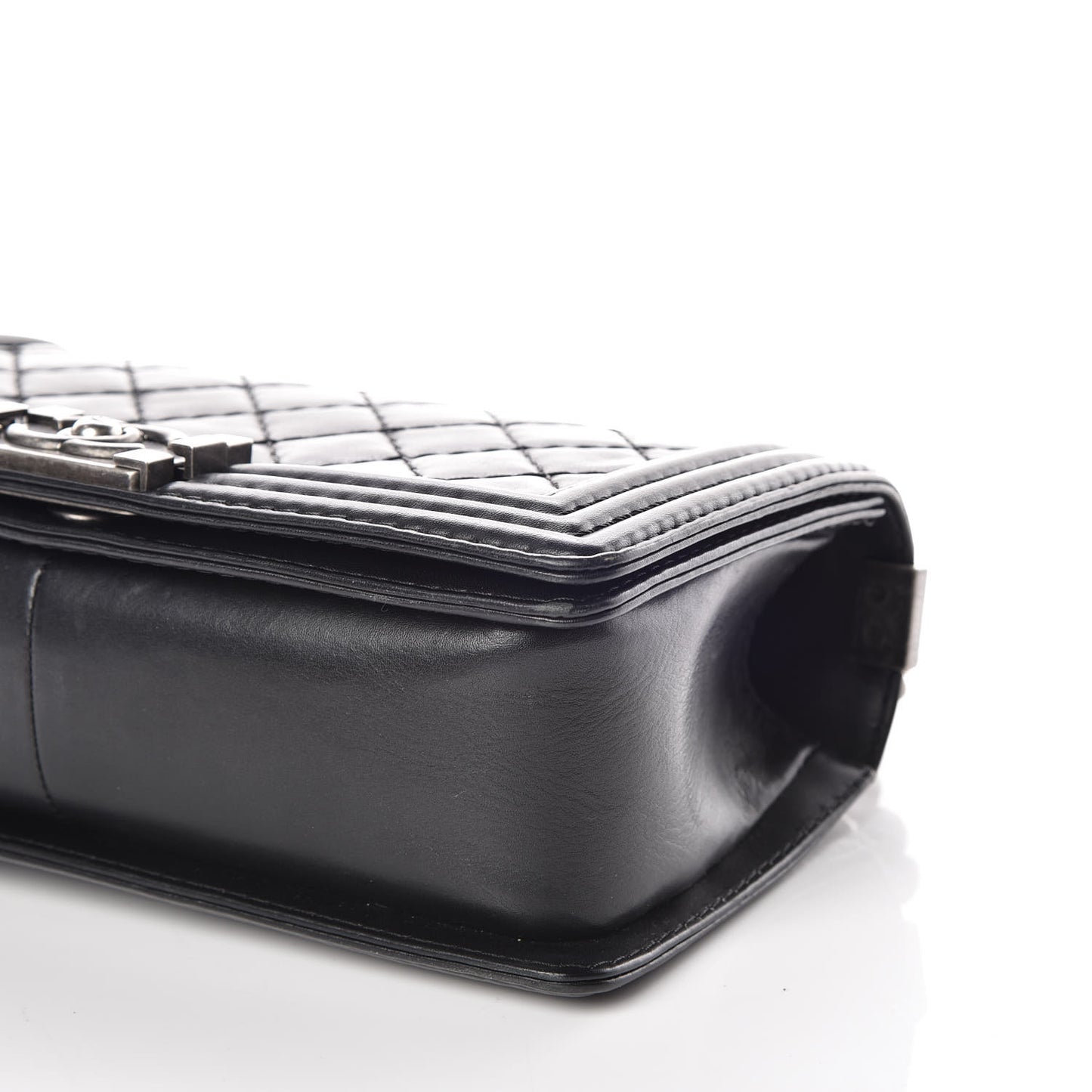 Calfskin Double Stitch Medium Boy Flap Black