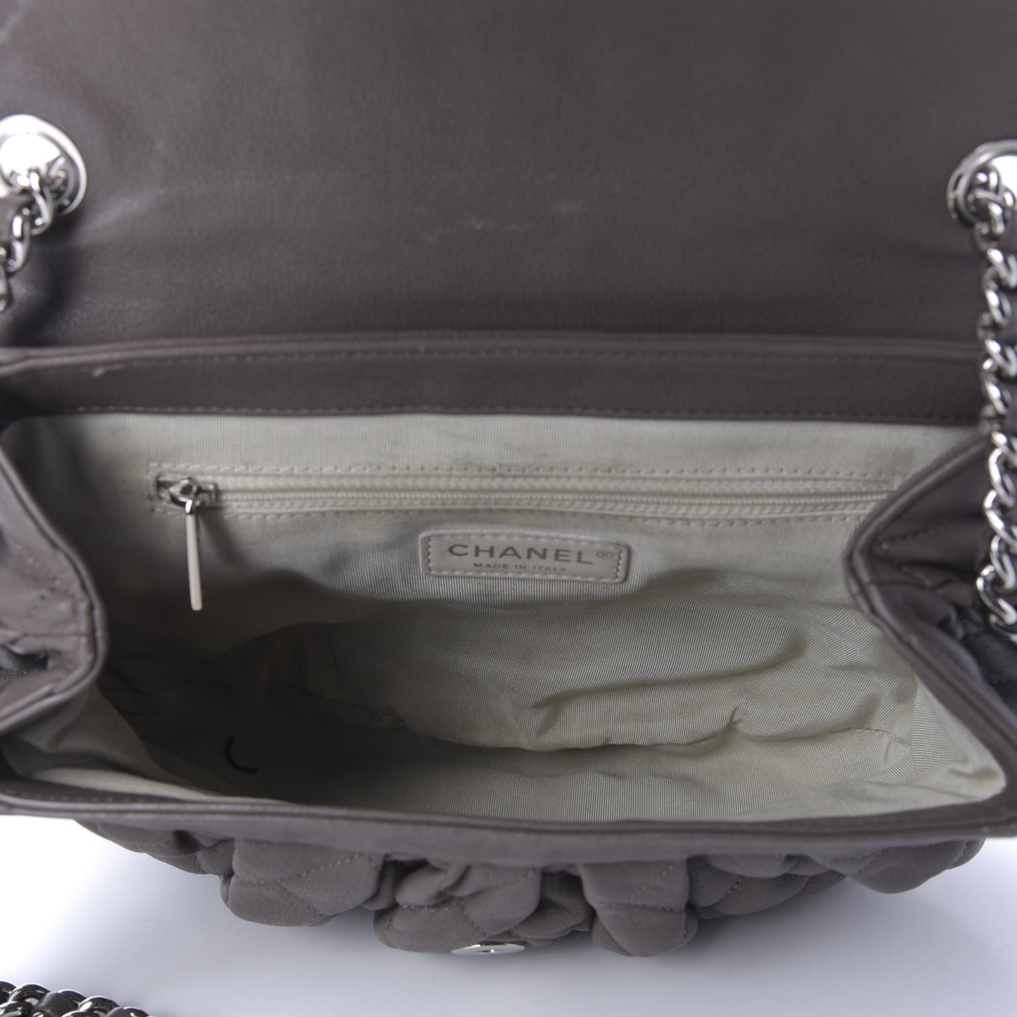 Washed Lambskin Quilted Medium Chain Around Flap Taupe