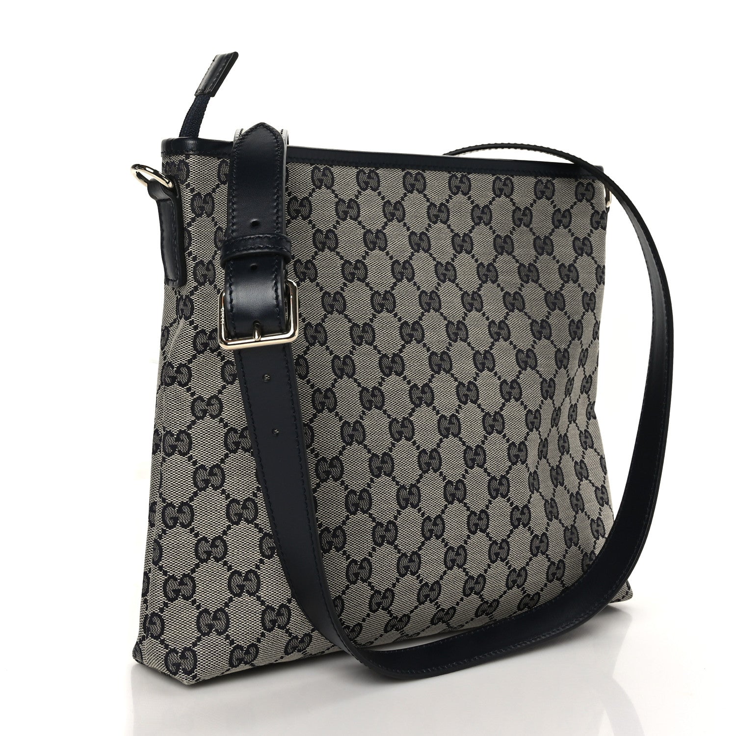 Gucci GG Supreme Monogram Web Flat Messenger Bag Navy 3 of 9