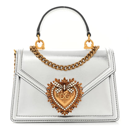 Dolce & Gabbana Metallic Nappa Small Devotion Top Handle Bag Silver 1 of 10