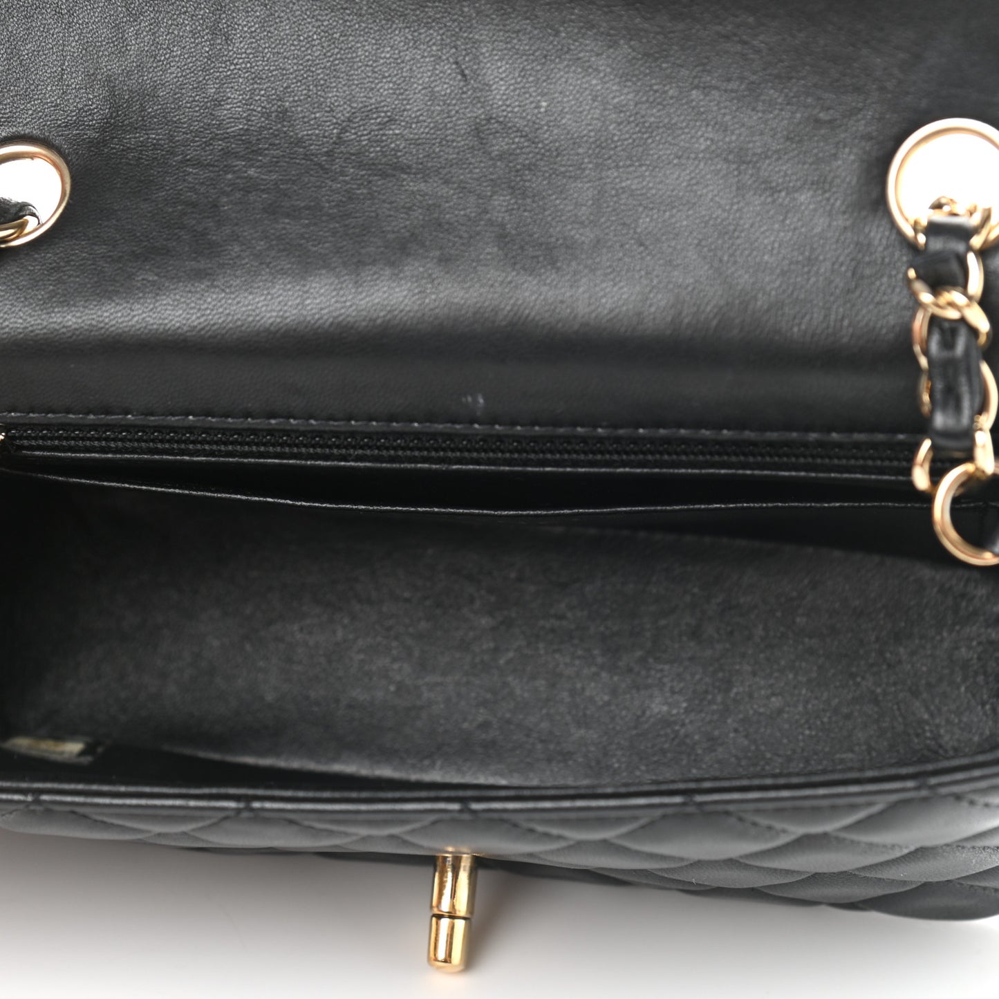 Lambskin Quilted Mini Rectangular Flap Black