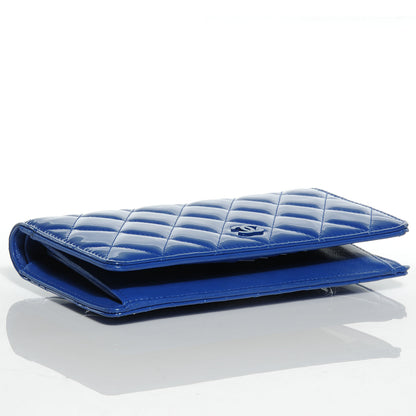 Chanel Patent Quilted Yen Wallet Dark Blue 4 of 8