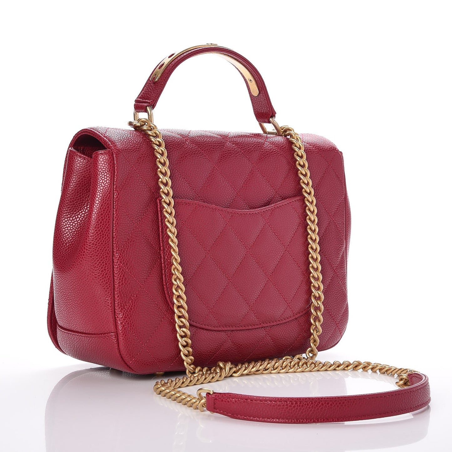 Caviar Large Carry Around Flap Bag Red