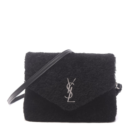 Saint Laurent Shearling Toy Loulou Shoulder Bag Black 1 of 9