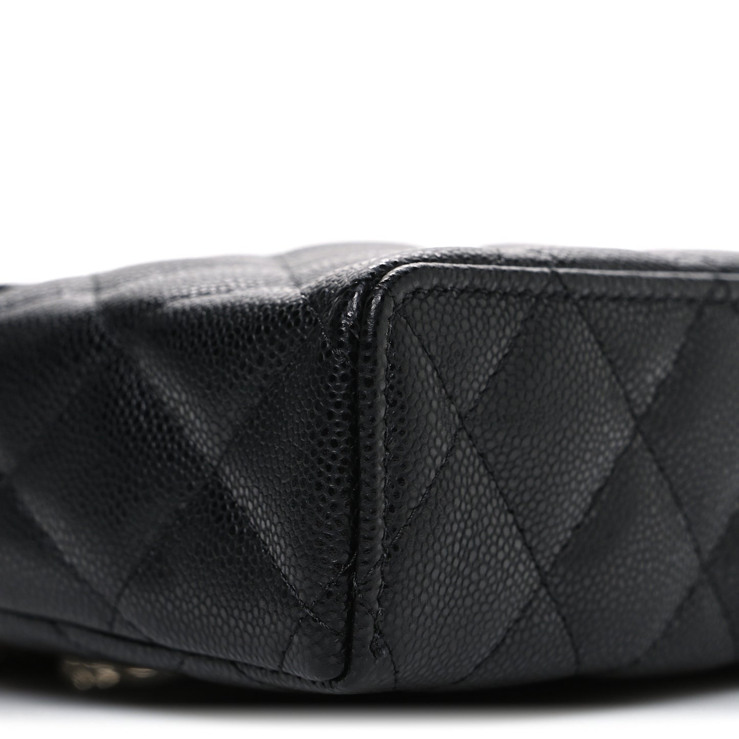 Caviar Quilted Top Handle Slim Vanity With Chain Black