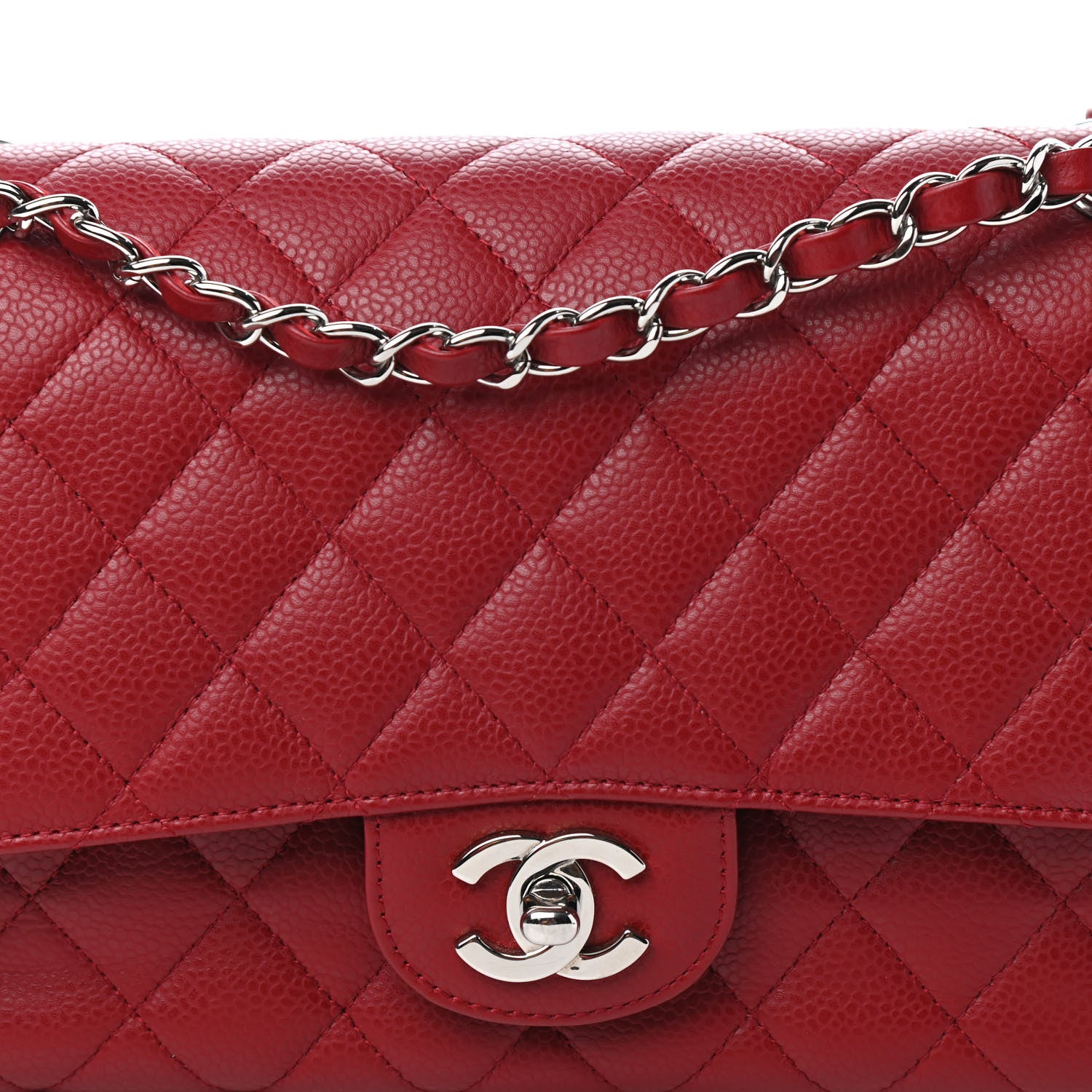 Chanel Caviar Quilted Medium Double Flap Dark Red 10 of 10