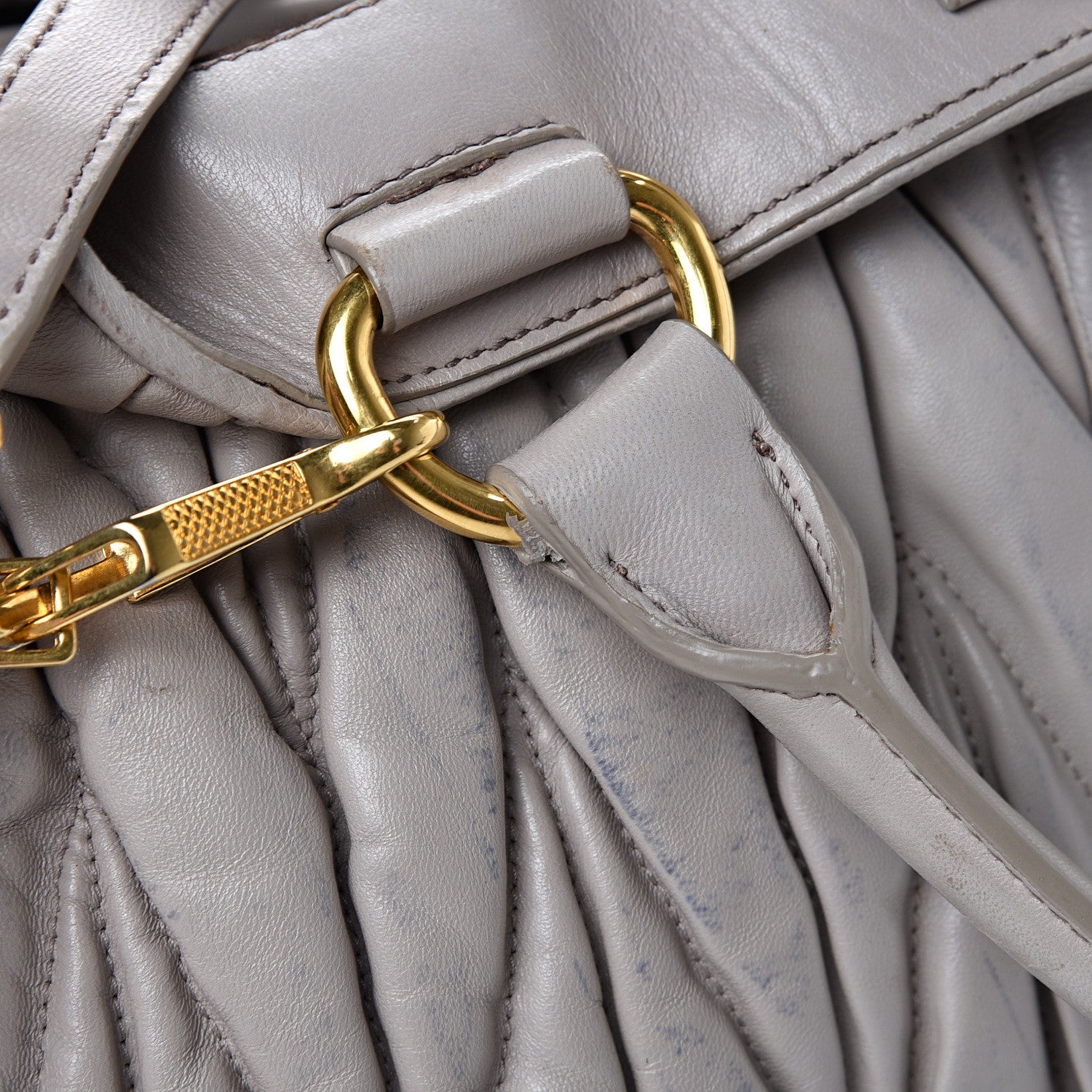 Miu Miu Nappa Matelasse Bauletto Top Handle Tote Pomice 23 of 23