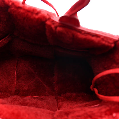 Bottega Veneta Suede Shearling Maxi Intrecciato Small Arco Tote Red 6 of 11