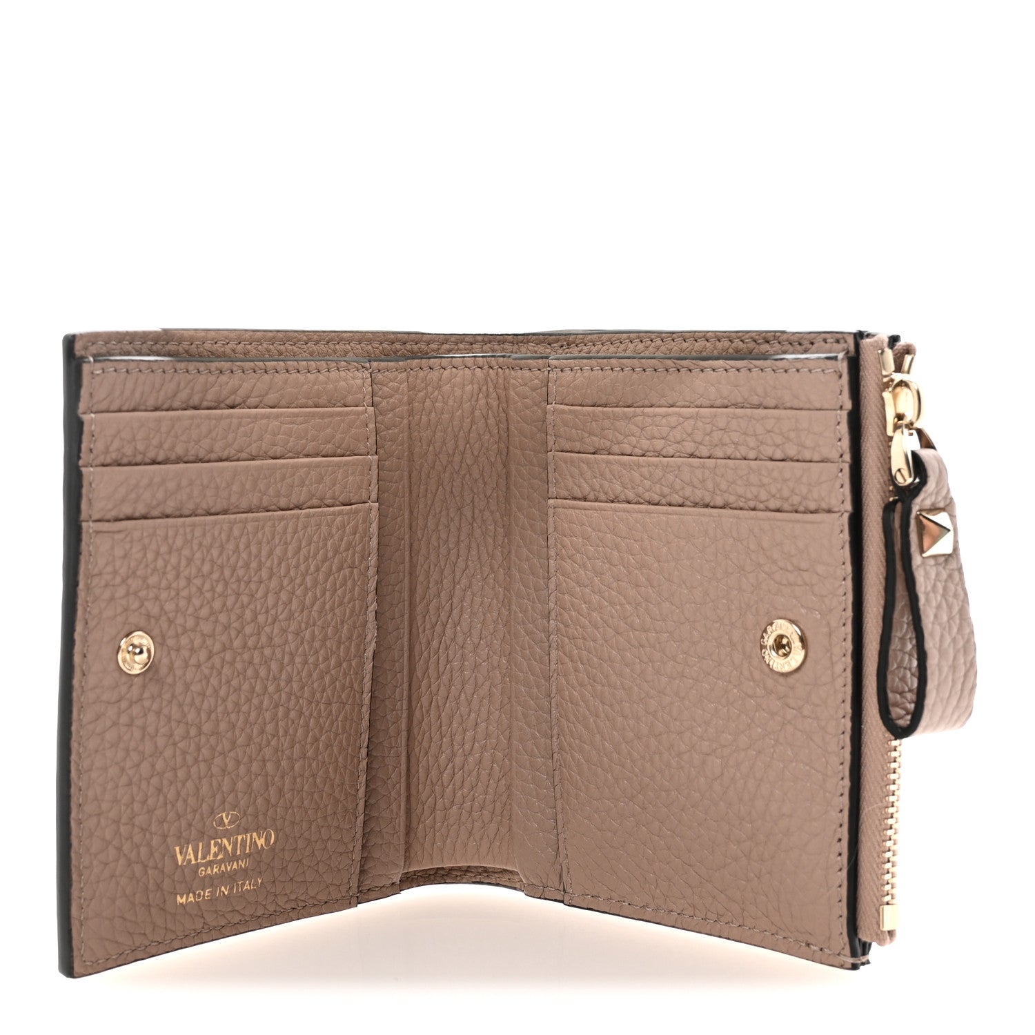 Valentino Garavani Grainy Calfskin Rockstud Coin Purse Card Holder Poudre 5 of 7