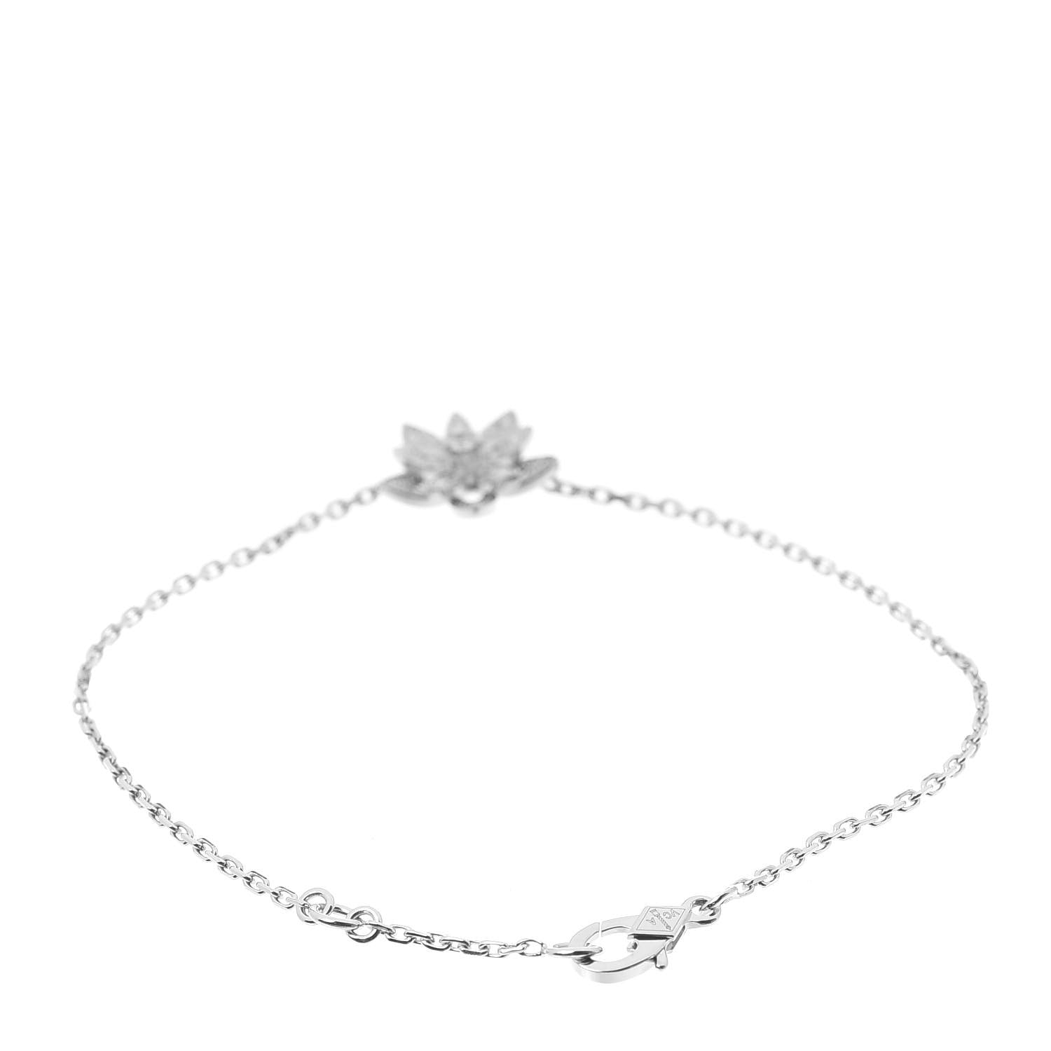 Van Cleef & Arpels 18K White Gold Diamond Mini Lotus Openwork Bracelet 3 of 6