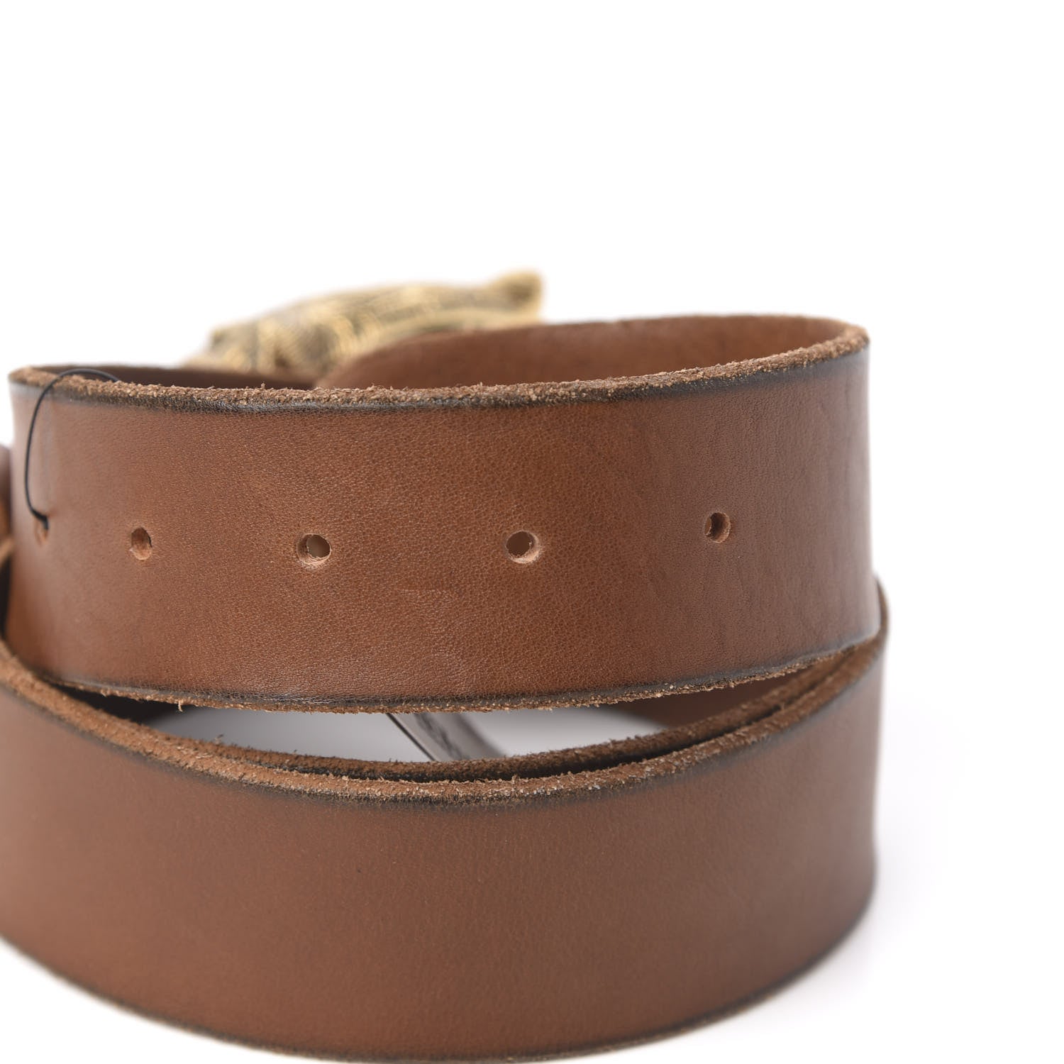 Gucci Calfskin Brass Feline Buckle Belt 95 38 Toscano 3 of 5