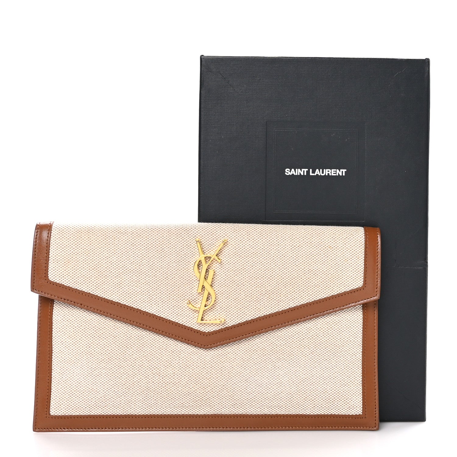 Saint Laurent Canvas Uptown Pouch Natural Beige Brick 9 of 9