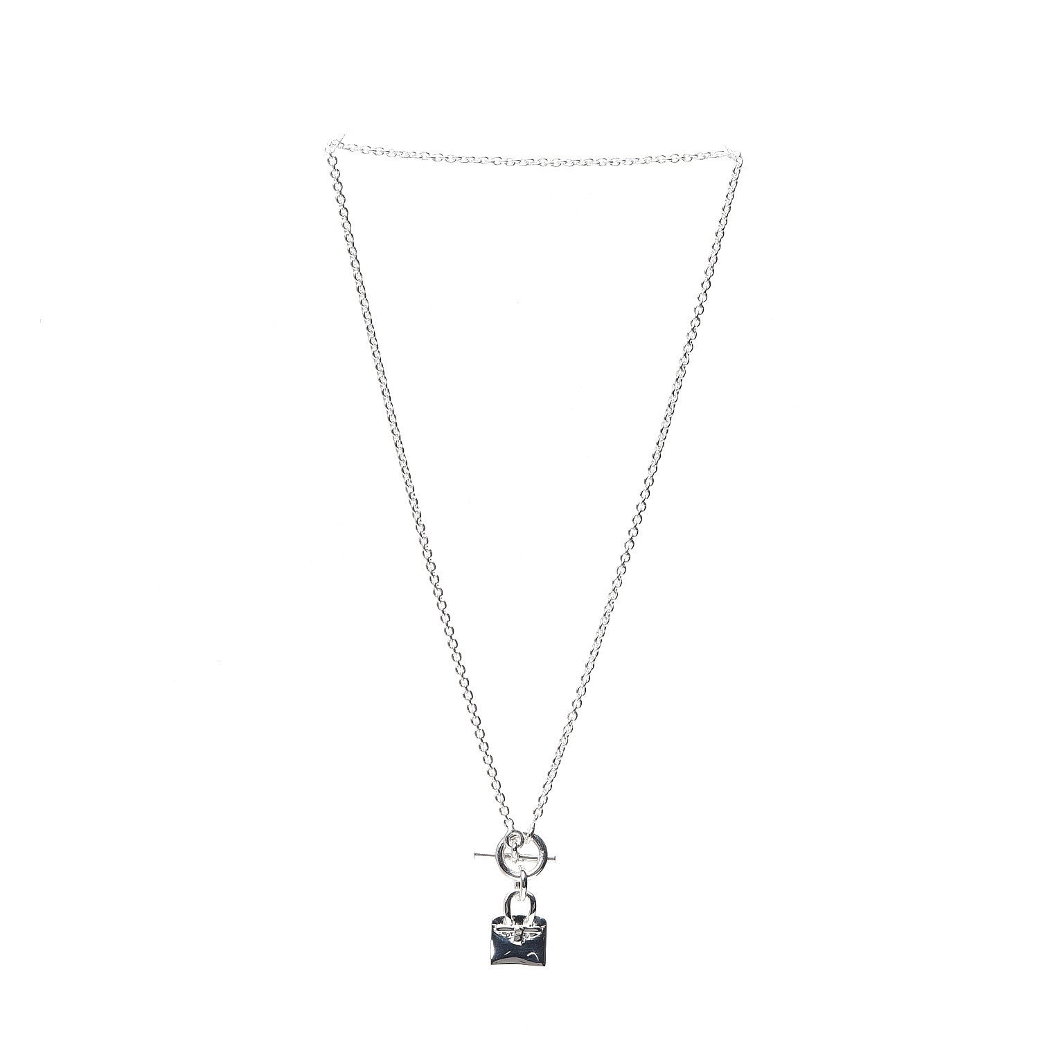 Hermes Sterling Silver Birkin Amulette Pendant Necklace 2 of 4