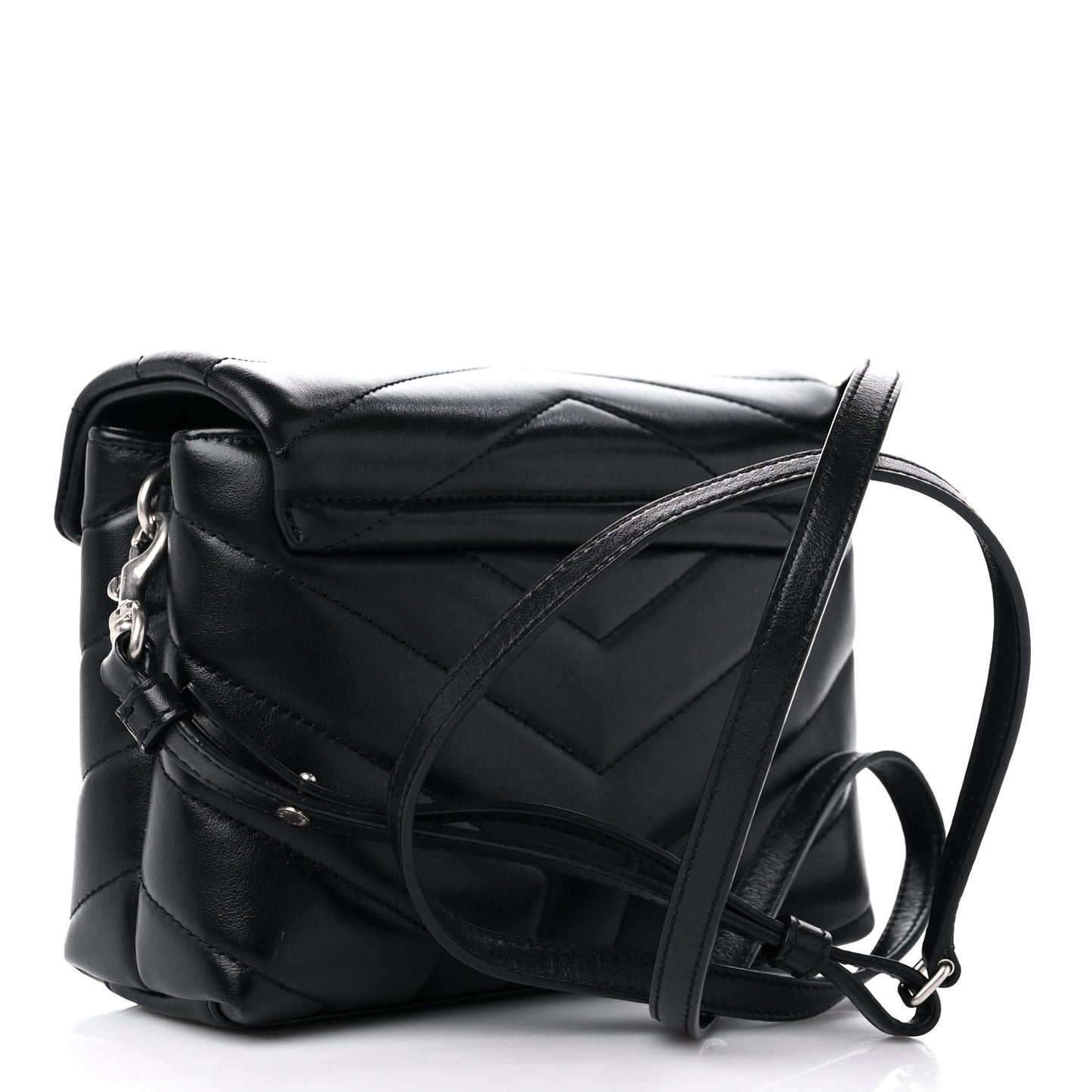 Calfskin Y Quilted Monogram Toy Loulou Crossbody Bag Black