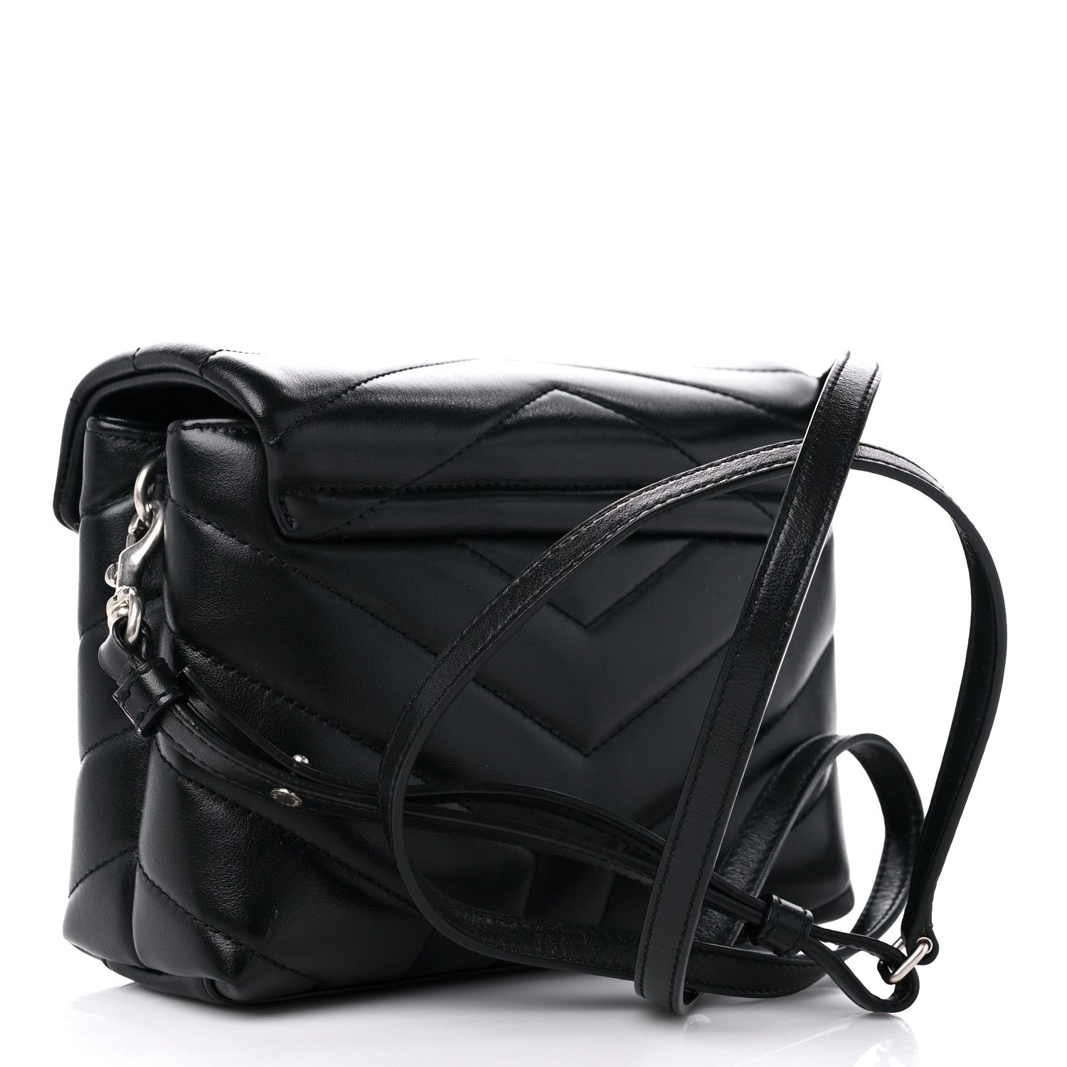 Saint Laurent Calfskin Y Quilted Monogram Toy Loulou Crossbody Bag Black 3 of 9