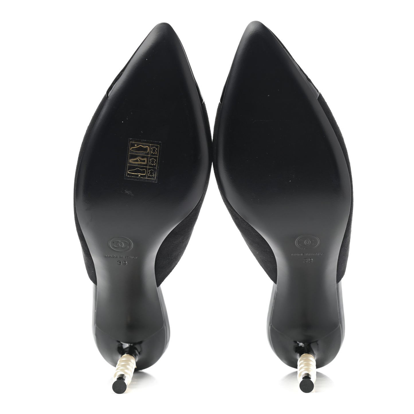 Suede Patent Calfskin Cap Toe Pearl Mule 39 Black