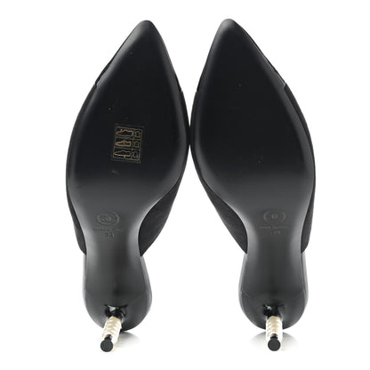 Chanel Suede Patent Calfskin Cap Toe Pearl Mule 39 Black 5 of 9