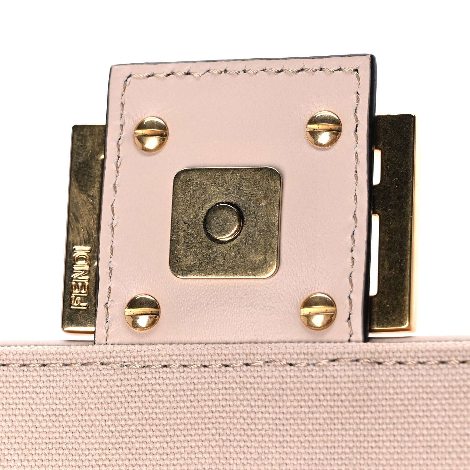Fendi Canvas Vitello King Bi-Color Strap FF Embroidered Baguette Poudre 14 of 15