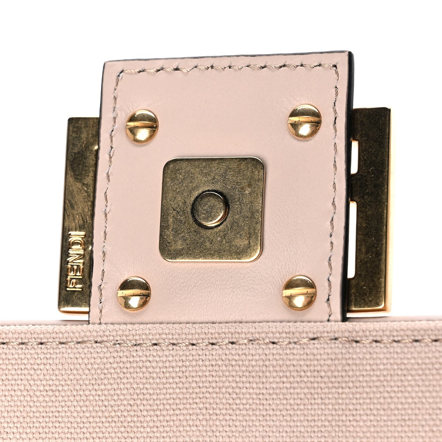 Canvas Vitello King Bi-Color Strap FF Embroidered Baguette Poudre