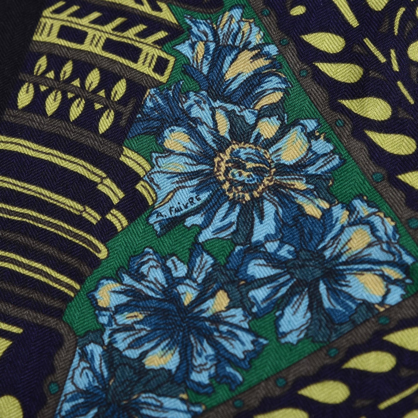 Cashmere Silk La Danse Du Cheval Shawl 140 Noir Vert Turquoise