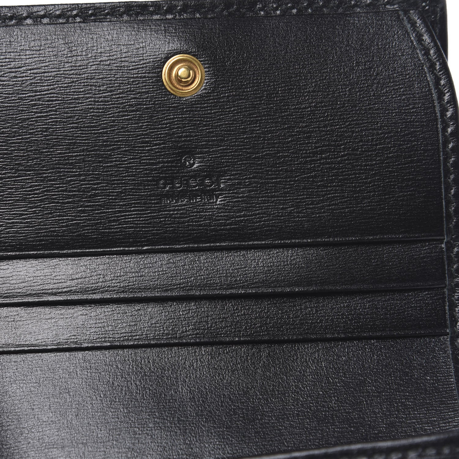Gucci Calfskin Web Trapuntata GG Marmont Card Case Wallet Black 6 of 9