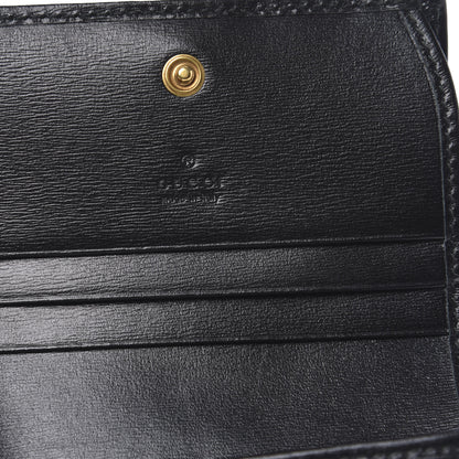 Gucci Calfskin Web Trapuntata GG Marmont Card Case Wallet Black 6 of 9