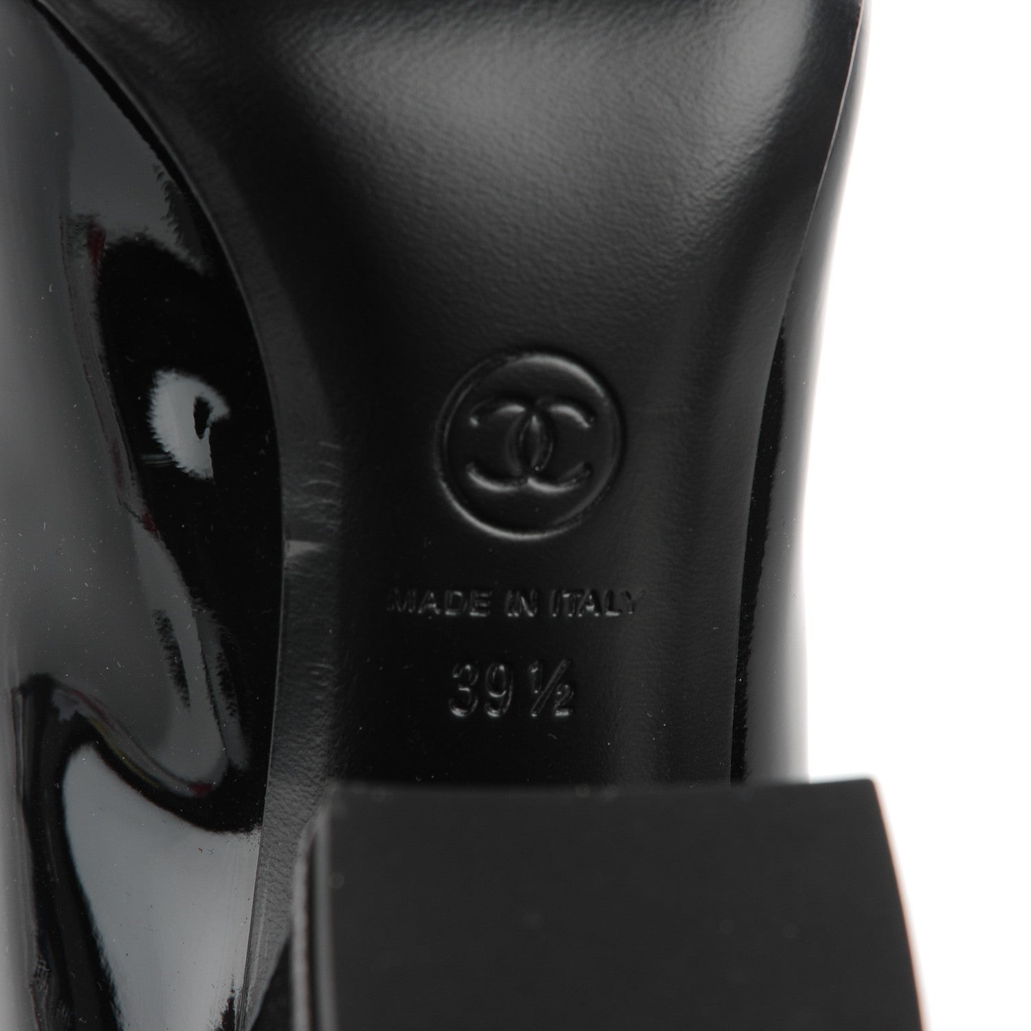 Chanel Patent CC Cap Toe Pumps 39.5 Black 7 of 8