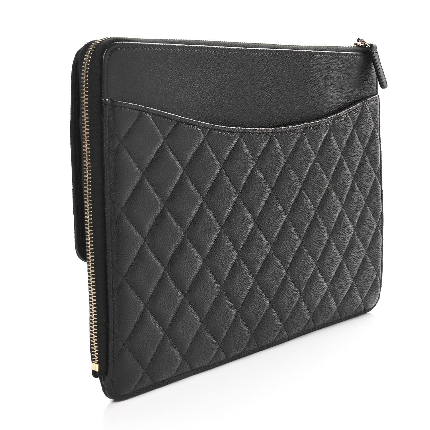 Chanel Caviar Quilted Large Flap Zip Clutch Black 3 of 11