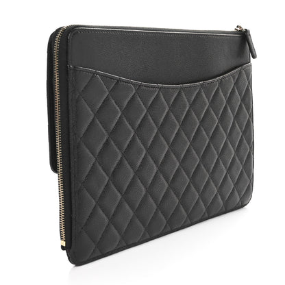 Chanel Caviar Quilted Large Flap Zip Clutch Black 3 of 11