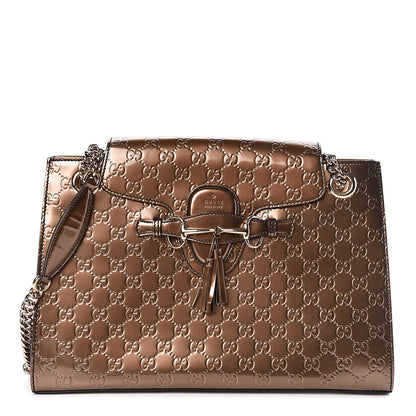 Gucci Shine Guccissima Large Emily Chain Shoulder Bag Acero 1 of 11