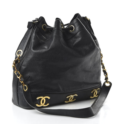 Chanel Caviar CC Drawstring Shoulder Bag Black 3 of 10