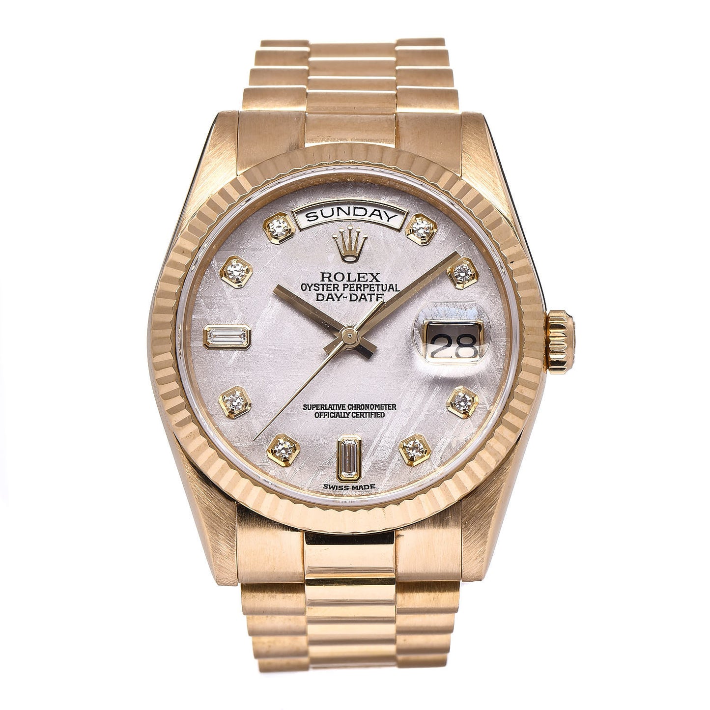 18K Yellow Gold Diamond Meteorite 36mm Oyster Perpetual Day-Date Watch 118238