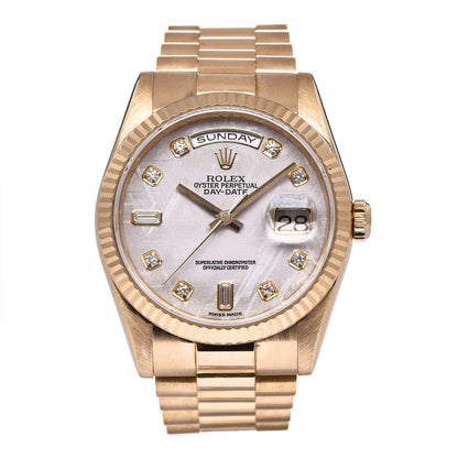 Rolex 18K Yellow Gold Diamond Meteorite 36mm Oyster Perpetual Day-Date Watch 118238 1 of 9