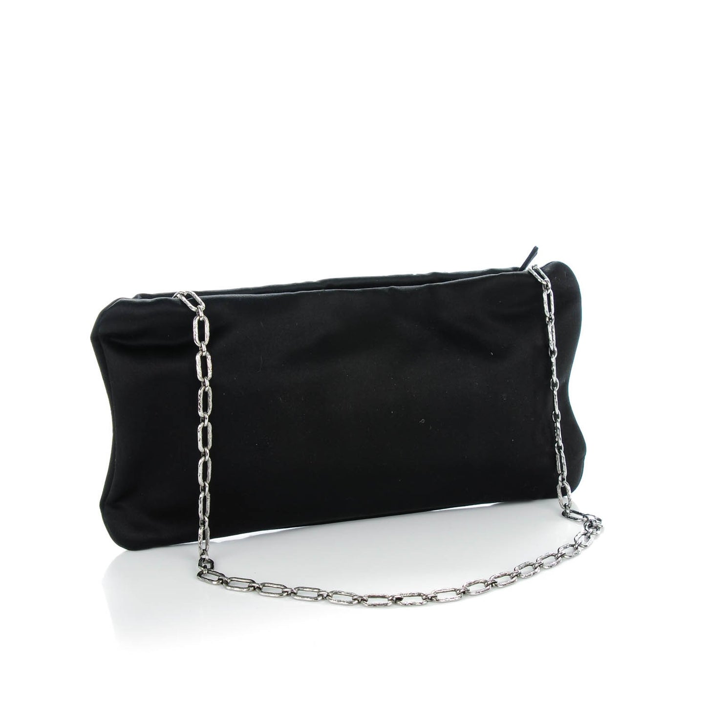 Satin Diamante Evening Clutch Bag Black