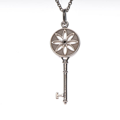 Tiffany Sterling Silver Diamond Small Daisy Key Pendant Necklace 5 of 8