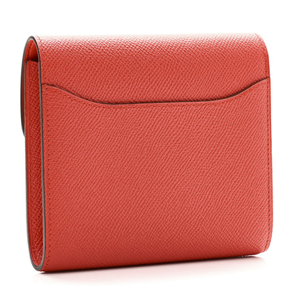 Hermes Epsom Enamel Constance Short Wallet Capucine Bleu Brighton 3 of 9