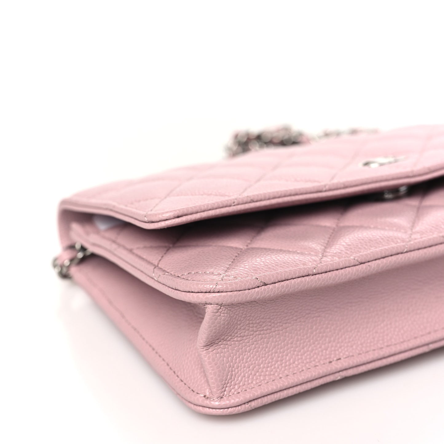Caviar Quilted Wallet on Chain WOC Light Pink