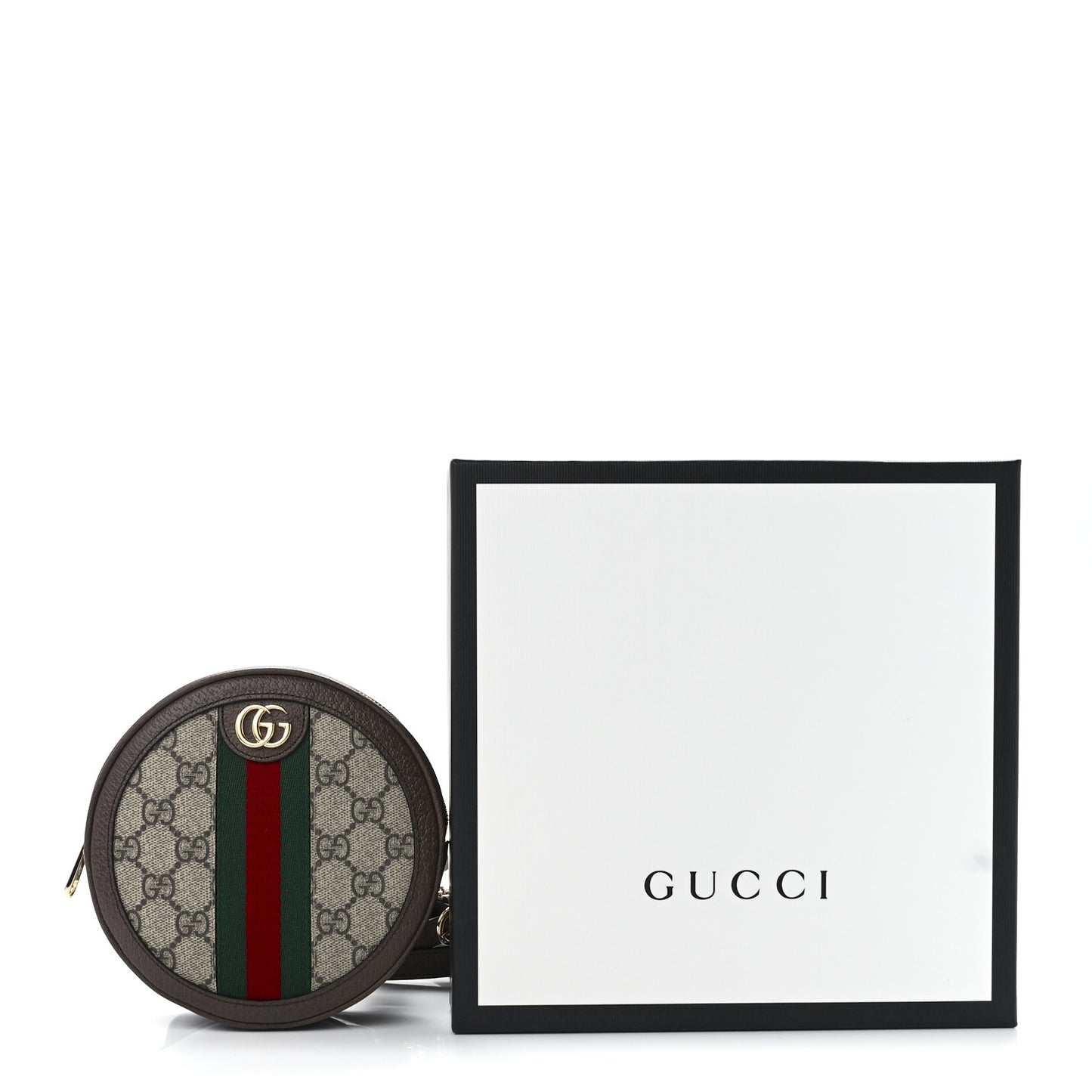 GG Supreme Monogram Web Mini Ophidia Round Backpack Brown