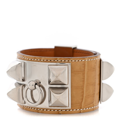 Hermes Matte Alligator Collier De Chien CDC Bracelet S Maize 1 of 5