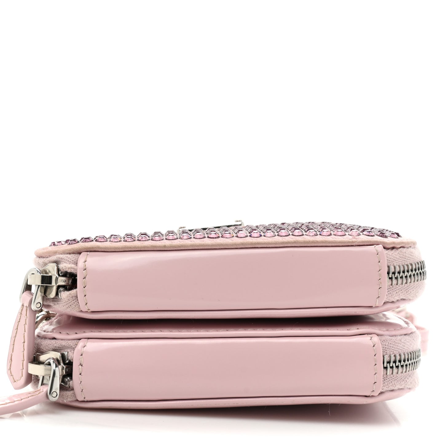 Satin Crystal Mini Triangle Crossbody Pouch Alabastro