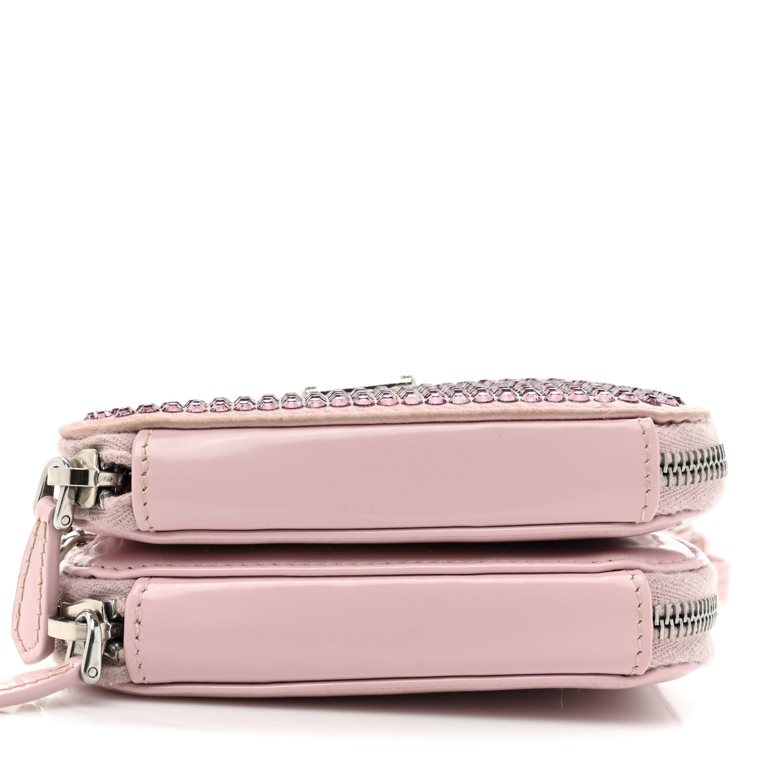 Prada Satin Crystal Mini Triangle Crossbody Pouch Alabastro 10 of 10