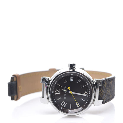 Louis Vuitton Stainless Steel Monogram 34mm Tambour Quartz Watch Brown 2 of 6